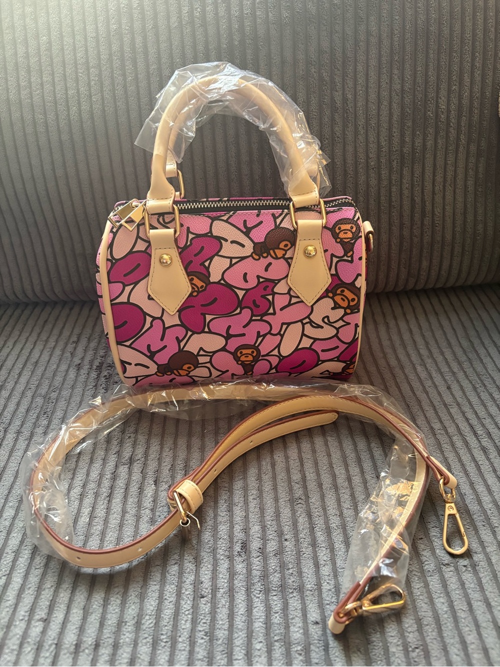 Pink Graphic Mini Satchel Handbag